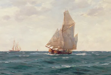 Un Ketch y una Bergantina frente a la Costa, c.1905